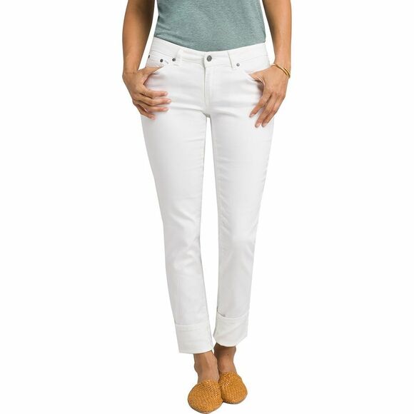 New NWT Womens 14 Prana Kara Jeans White Cuffed Stretch Organic Performance 32 - Picture 1 of 6